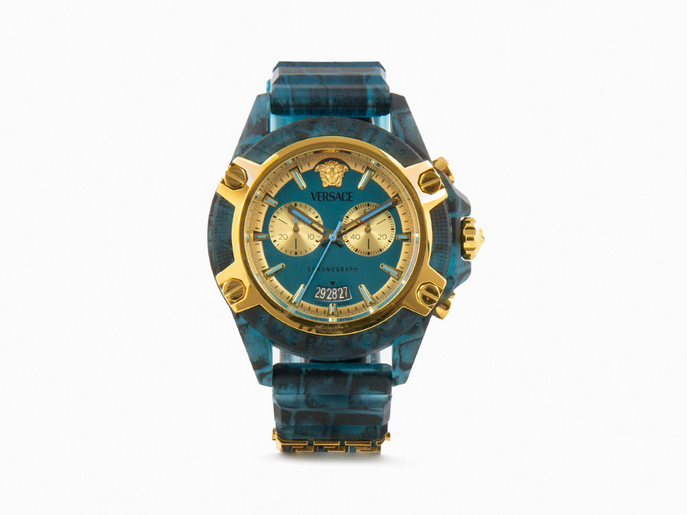 Versace Icon Active Quartz Watch, Polycarbonate, Blue, 44 mm, VE8P00324