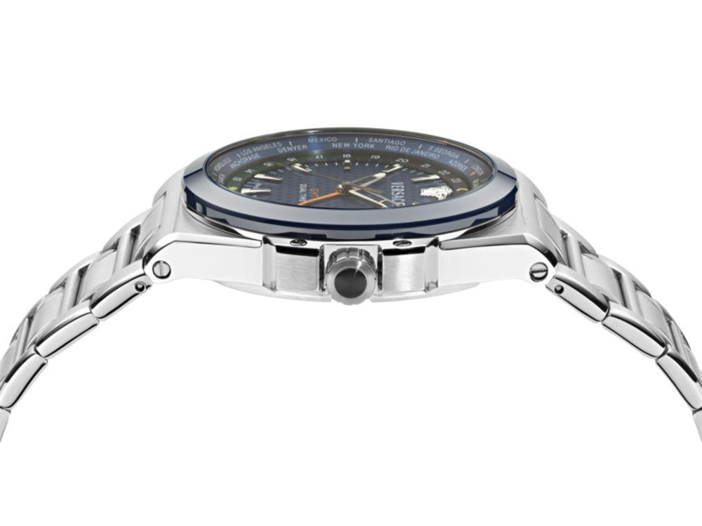 Versace Greca Reaction GMT Quartz Watch, Blue, 41 mm, VE8Y00126