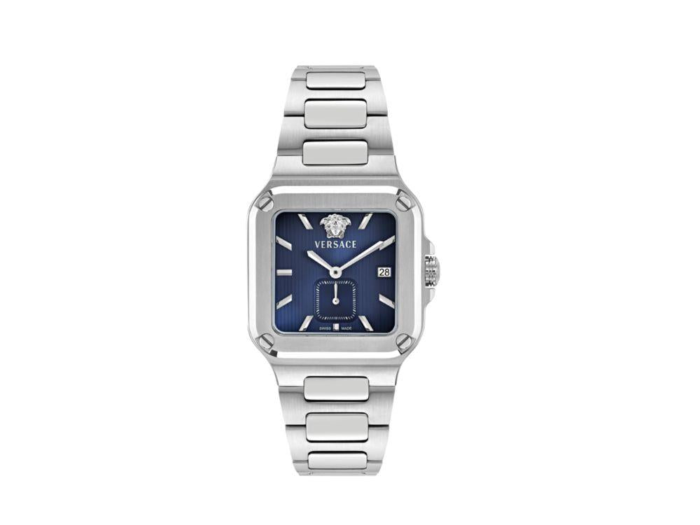 Versace Greca Edge Gent Quartz Watch, Recycled Steel, Blue, 38 mm, VE9Y00226