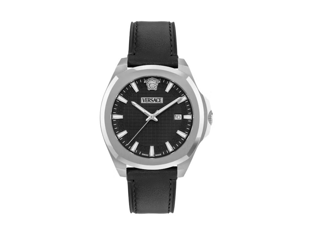 Versace Luxury 3 Hands Quartz Watch, Recycled Steel, Black, 42 mm, VEKKA0125