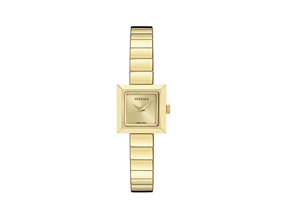 Versace V_Square Quartz Watch, Golden, Sapphire Crystal, VEY900526