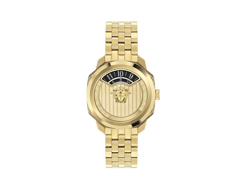 Versace Dylos 2.0 Quartz Watch, Recycled Steel, Golden, 39.5 mm, VEYR00326