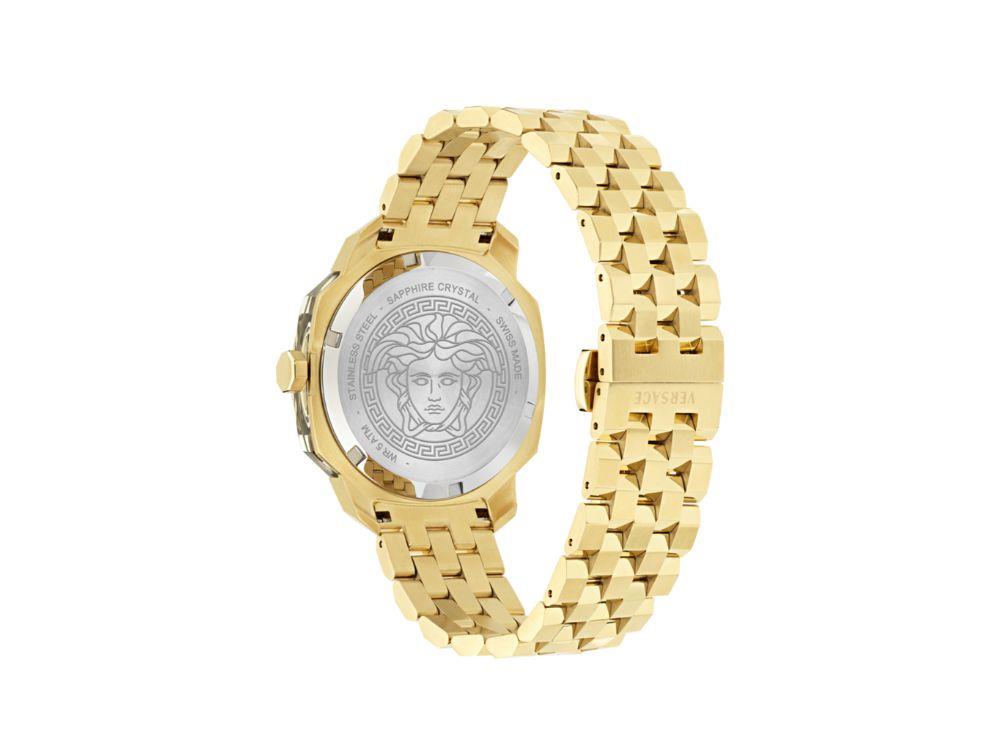Versace Dylos 2.0 Quartz Watch, Recycled Steel, Golden, 39.5 mm, VEYR00326