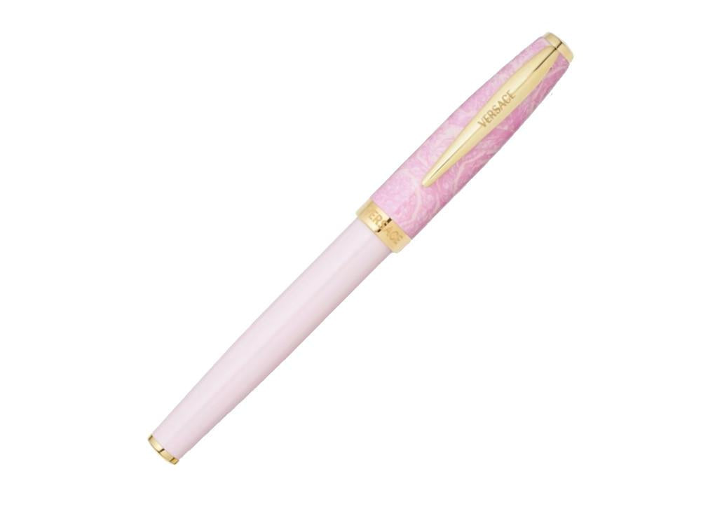 Versace Barocco Rollerball pen, Resin, Pink, Gold plated, VRAD00424
