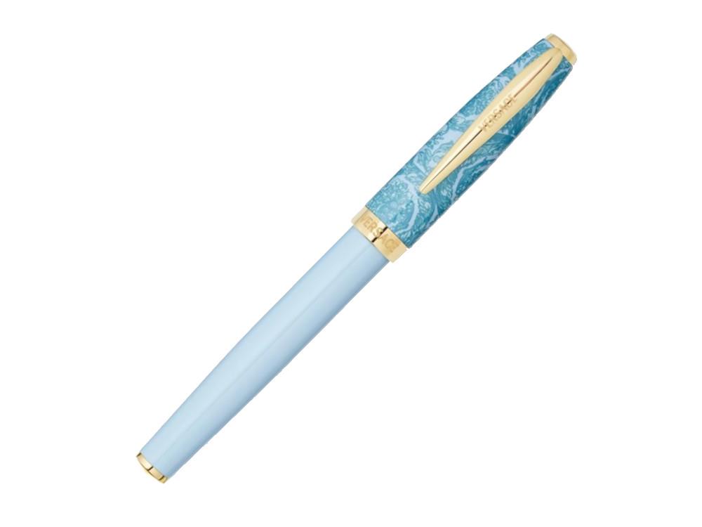 Versace Barocco Rollerball pen, Resin, Blue, Gold plated, VRAD00524