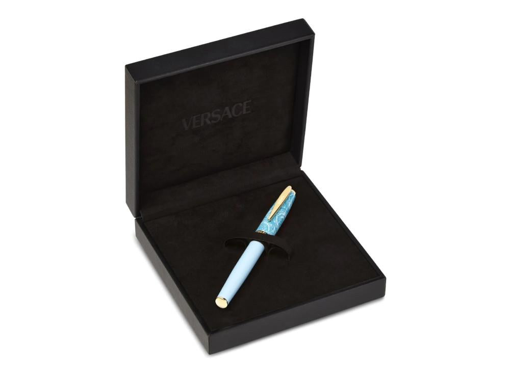 Versace Barocco Rollerball pen, Resin, Blue, Gold plated, VRAD00524