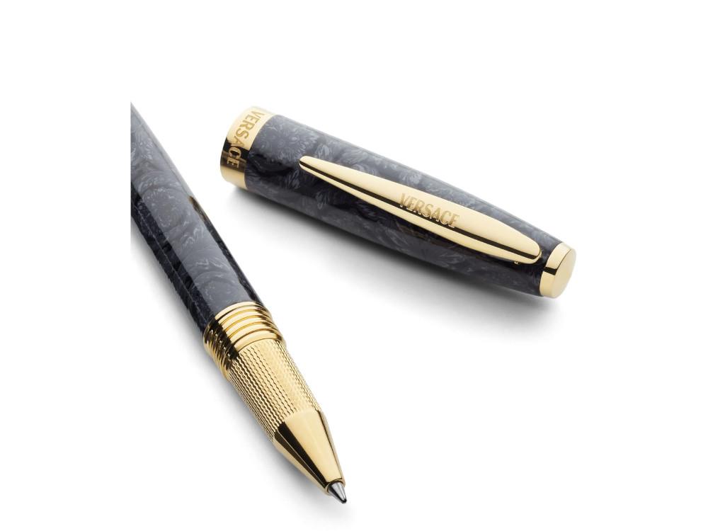 Versace Barocco Rollerball pen, Resin, Black, Gold plated, VRAD00624