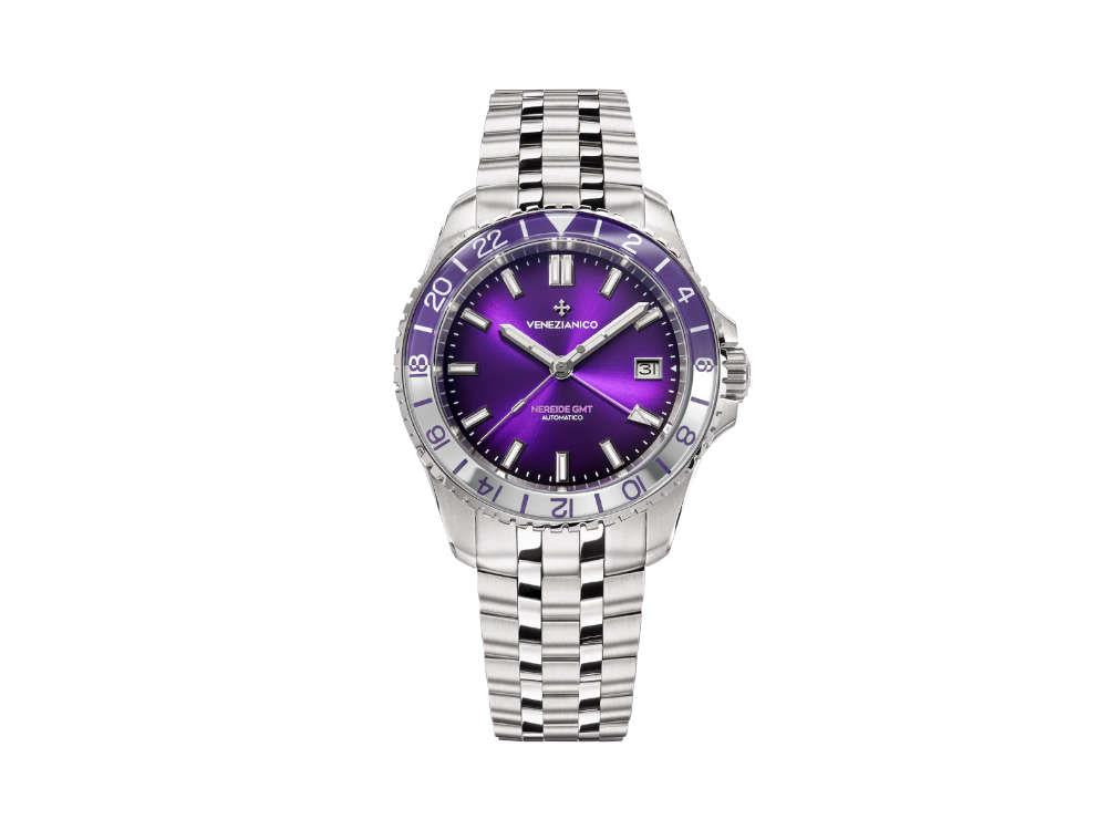 Venezianico Nereide GMT Automatic Watch, 39 mm, Violet, 3521512S
