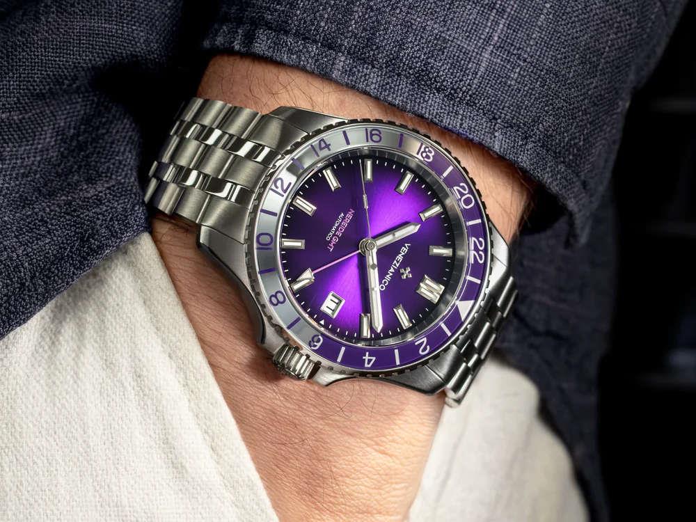 Venezianico Nereide GMT Automatic Watch, 39 mm, Violet, 3521512S