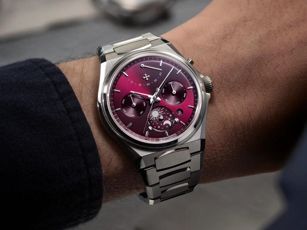 Venezianico Arsenale  Calendario Automatic Watch, 40 mm, Burgundy, 6221581C