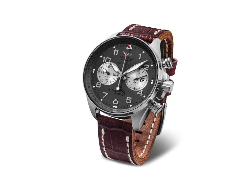 Vostok Europe Space Race Quartz Watch, Grey, 47 mm, Chrono, 6S21-325A666-L-BR