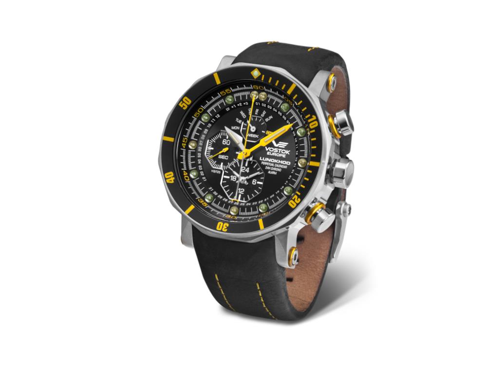 Vostok Europe Lunokhod-2 Quartz Watch, Black, 49 mm, Chrono, YM86-620A505