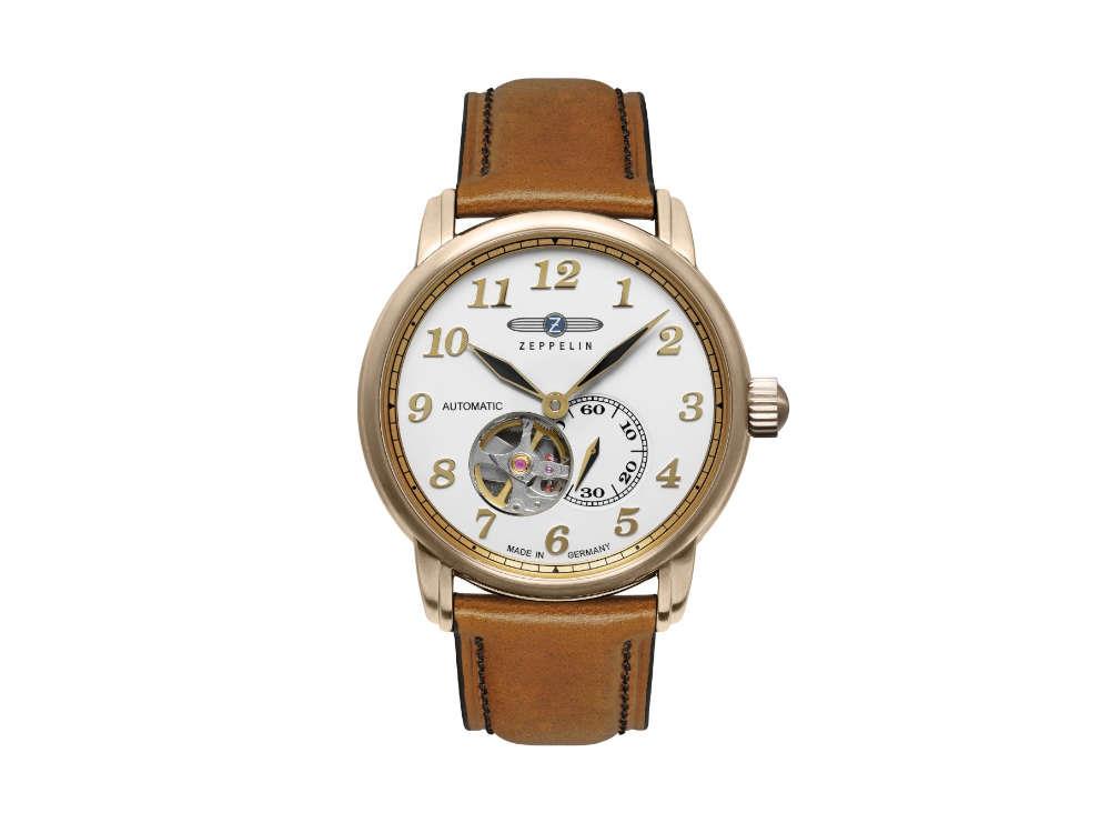 Zeppelin LZ 127 Graf Zeppelin Automatic Watch, PVD Gold, White, 40 mm, 7664-1