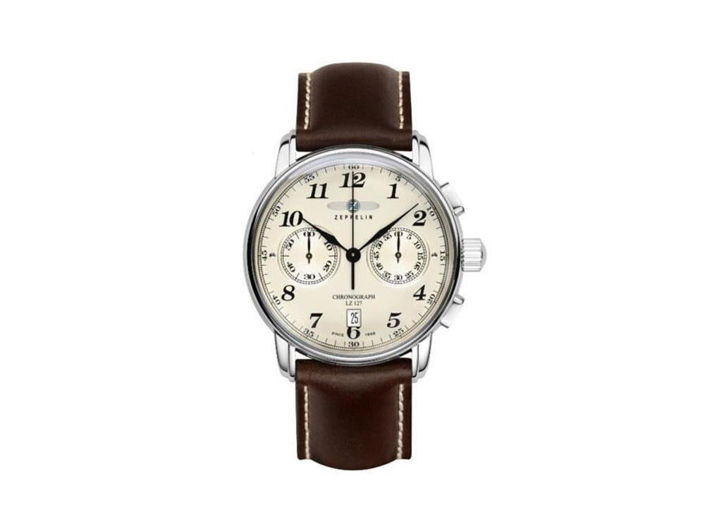 Zeppelin LZ 127 Graf Zeppelin Quartz Watch, Beige, 42 mm, Chronograph, 7678-5