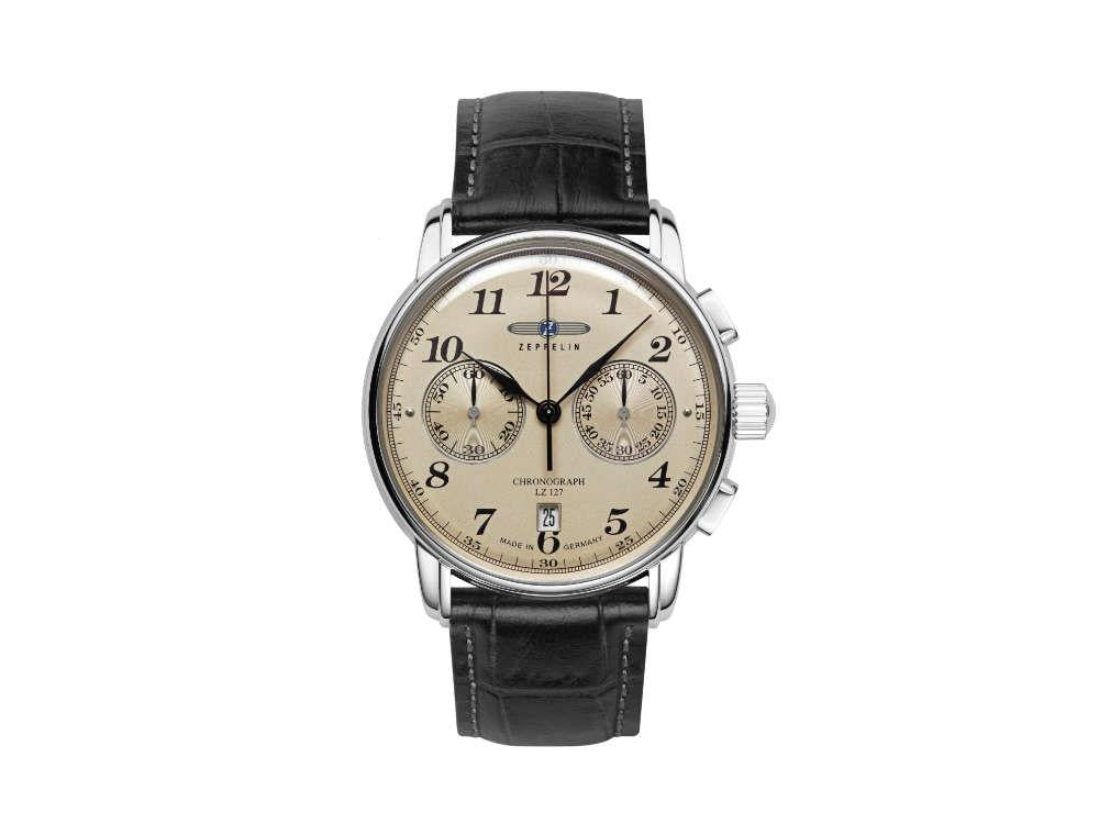 Zeppelin LZ 127 Graf Zeppelin Quartz Watch, Beige, 42 mm, Chronograph, 7678-5