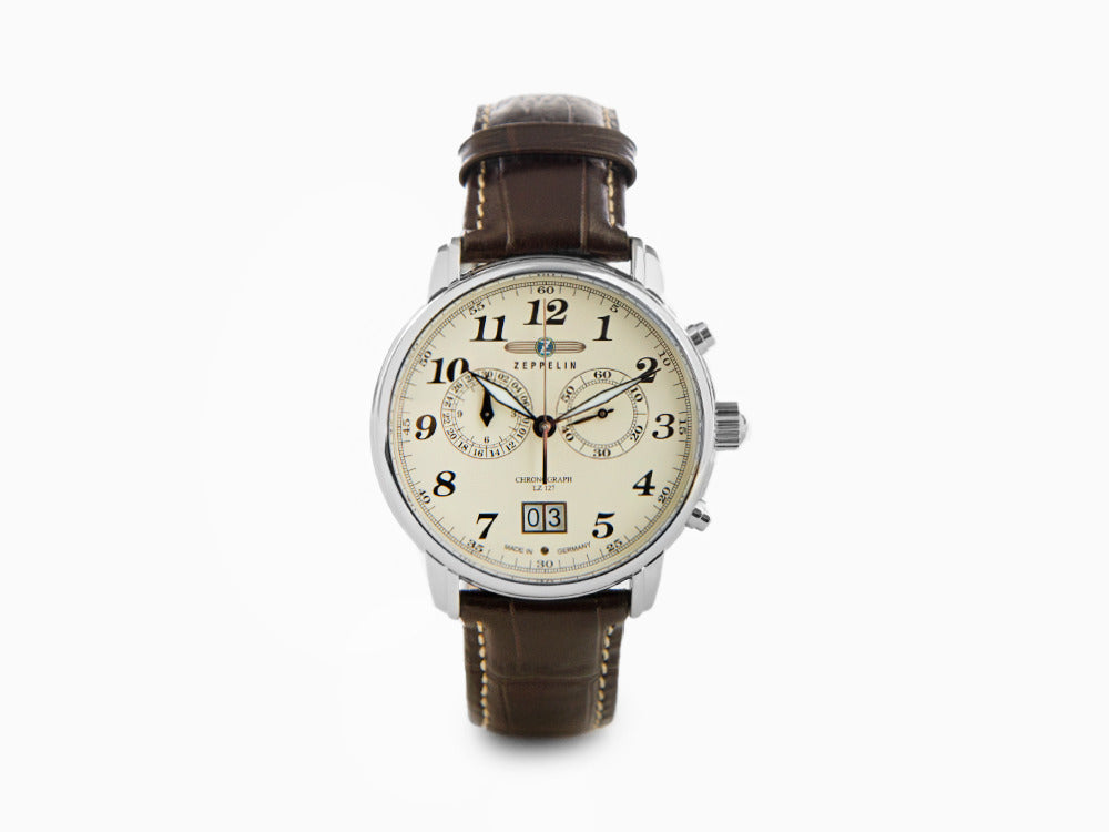 Zeppelin LZ 127 Graf Zeppelin Quartz Watch, Beige, 40 mm, Chronograph, - Iguana Sell AU Zeppelin LZ 127 Graf Zeppelin Quartz Watch, Beige, 40 mm, Chronograph, - Iguana Sell AU