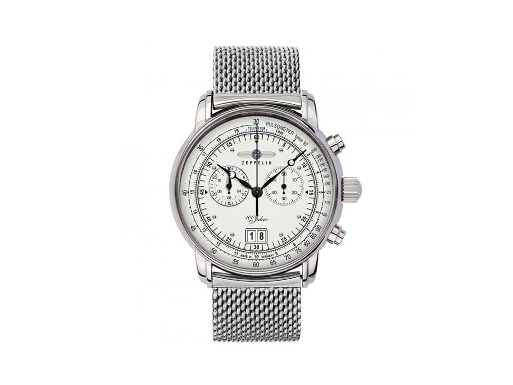 Zeppelin 100 Years Zeppelin Ed. 1 Quartz Watch, Silver, 42 mm, 7690M-1