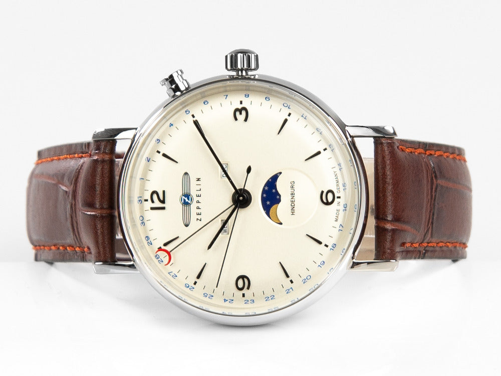 Zeppelin LZ 129 Hindenburg Moonphase Quartz Watch, Beige, 41 mm, 8076-5