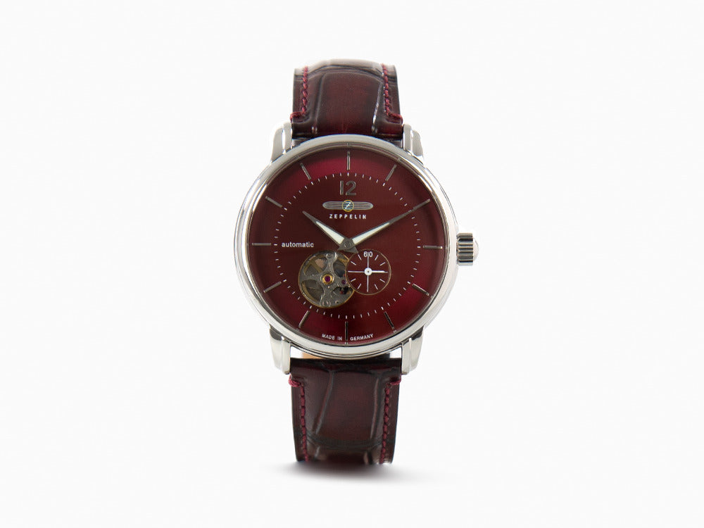 Zeppelin LZ 120 Bodensee Automatic Watch, Red, 40cm, Leather strap, 8166-5