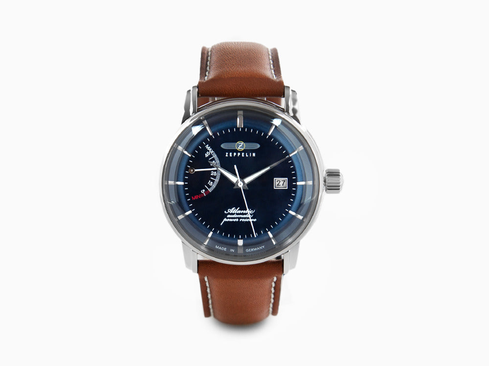 Zeppelin Atlantic Automatic Watch, Blue, 42 mm, Day, Leather strap, 8462-3