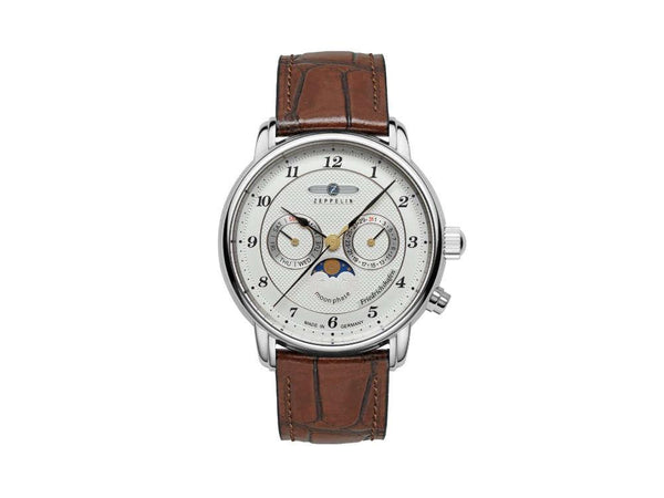 Zeppelin Friedrichshafen Moon Phase Quartz Watch, White, 40 mm