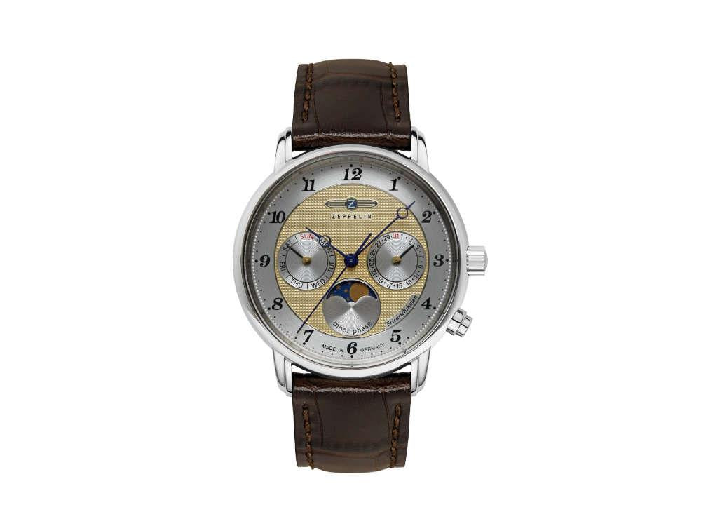 Zeppelin Friedrichshafen Moon Phase Quartz Watch, Golden, 36 mm, 8537-5