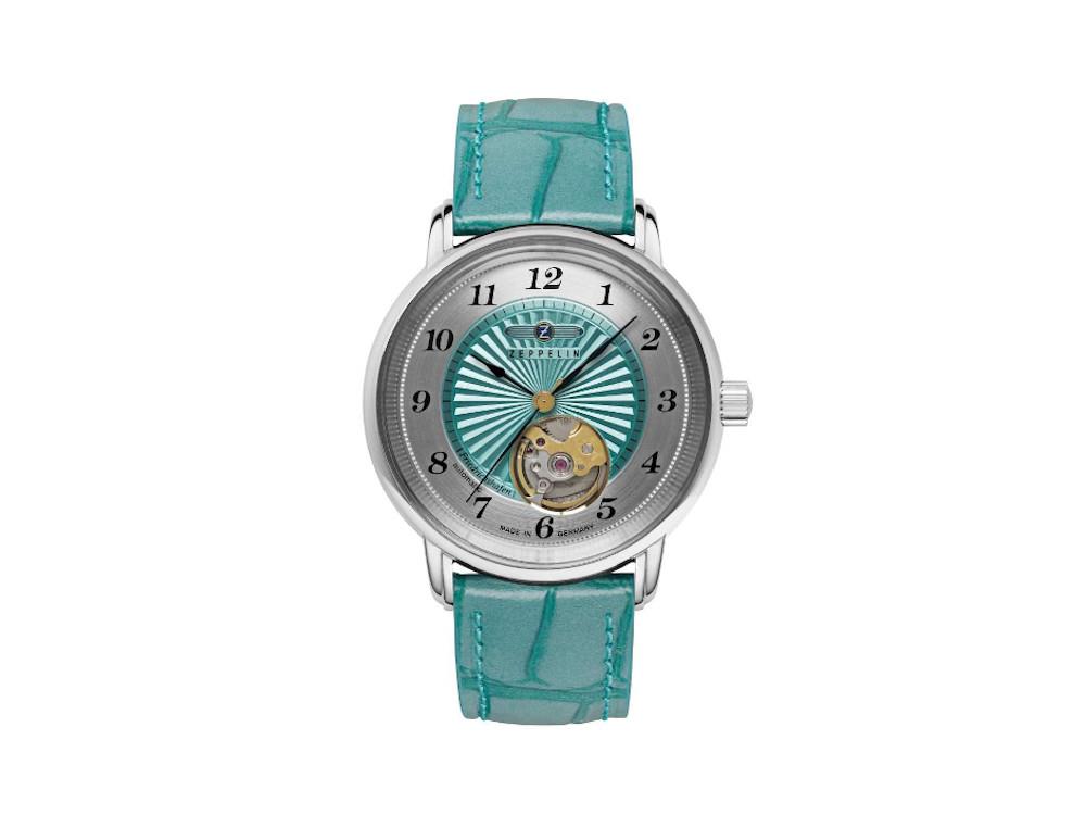 Zeppelin Friedrichshafen Ladies Automatic Watch, Turquoise, 36 mm, 8569-4