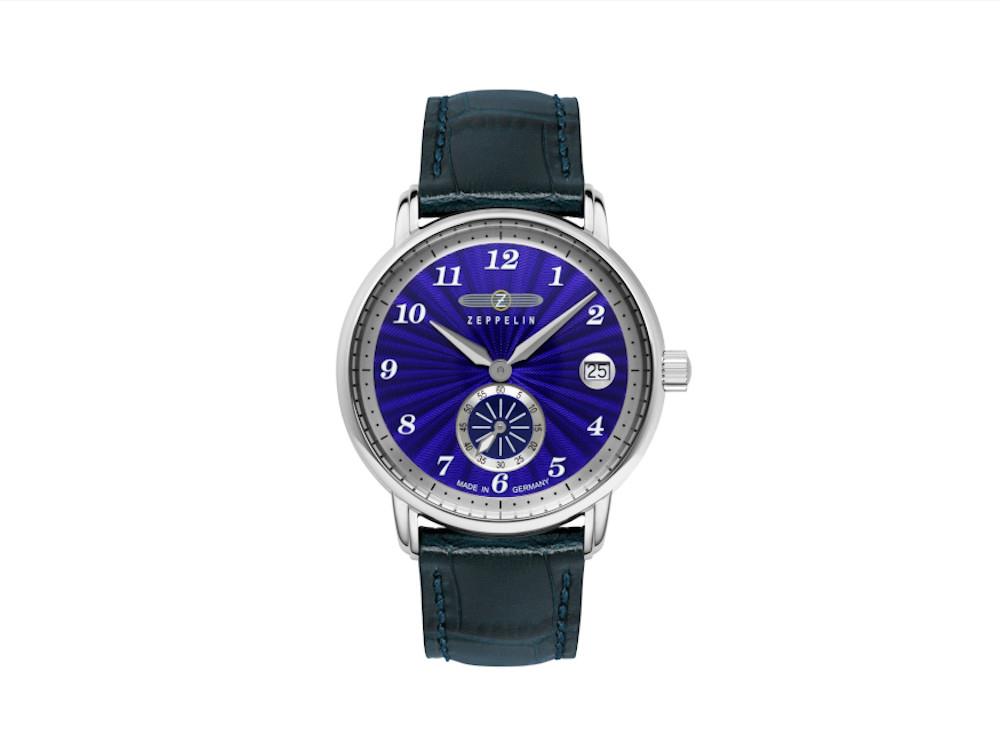 Zeppelin Ultramarin Captain Line Quartz Watch, Blue, 35 mm, Day, 8633-3