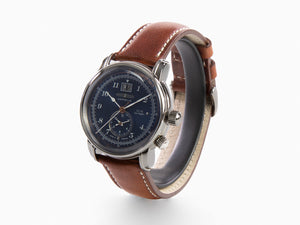 Zeppelin LZ126 Los Angeles Quartz Watch, Blue, 42 mm, GMT, Pulsemeter, 8644-3