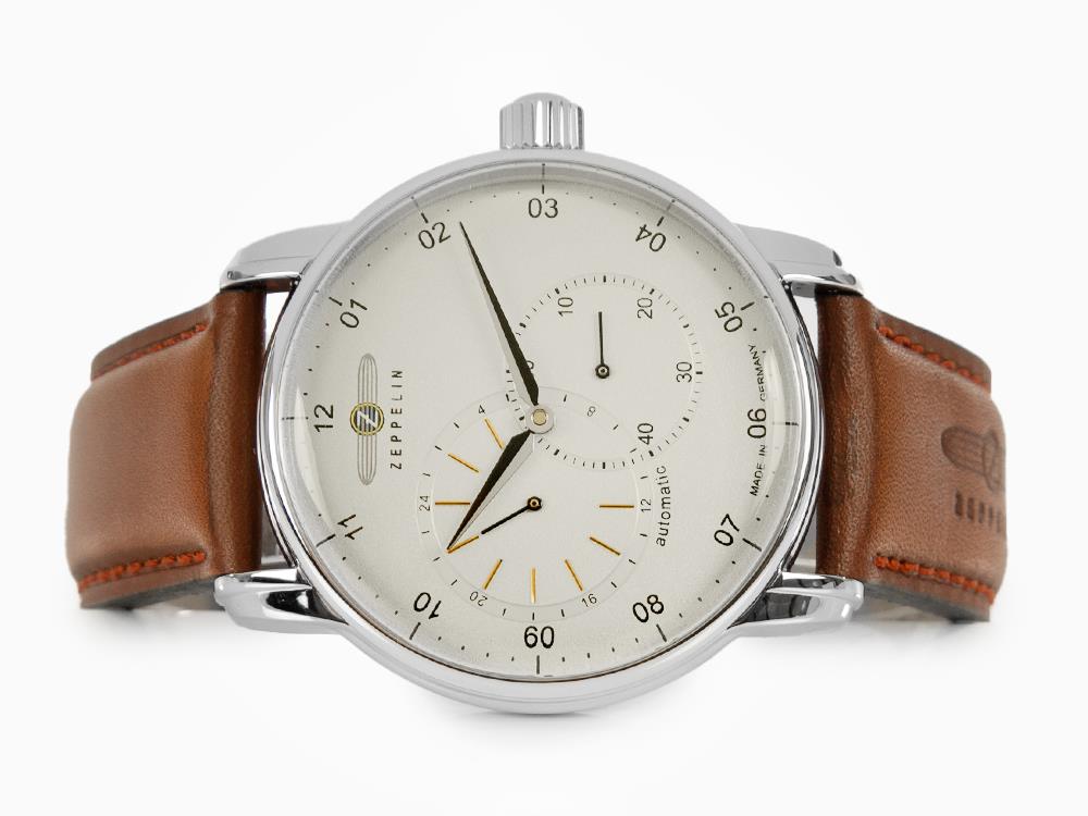 Zeppelin Captain Line Automatic Watch, Beige, 42 mm, Leather strap, 8662-1