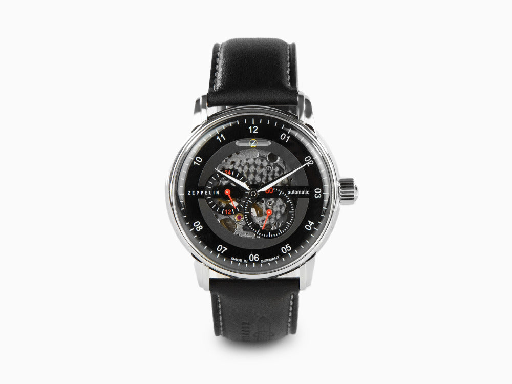 Zeppelin Captain Line Automatic Watch, Black, 43 mm, Leather strap, 8664-2