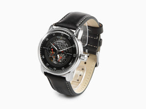Zeppelin Captain Line Automatic Watch, Black, 43 mm, Leather strap, 8664-2