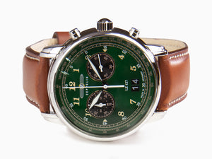 Zeppelin LZ 127 Graf Zeppelin Quartz Watch, Green, 40 mm, Chronograph, 8684-4
