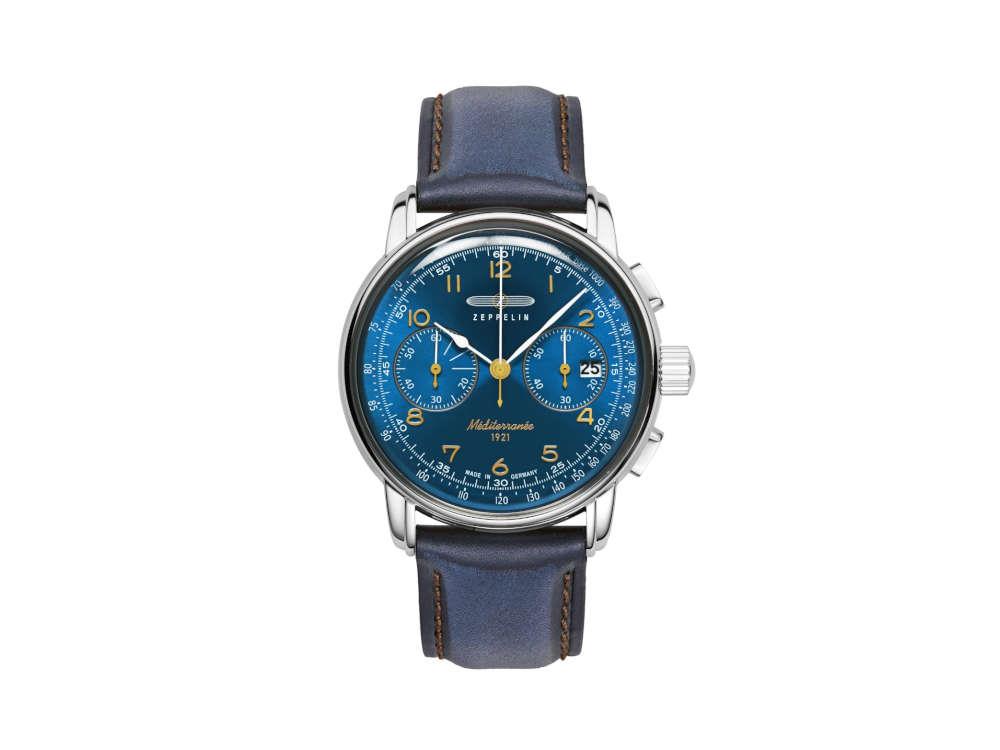 Zeppelin Méditerranée Chronograph Quartz Watch, Blue, 42 mm, 9670-3