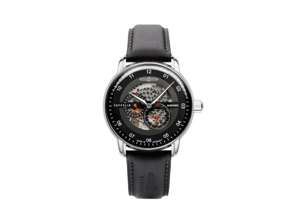 Zeppelin Captain Line Automatic Watch, Black, 43 mm, Leather strap, 8664-2