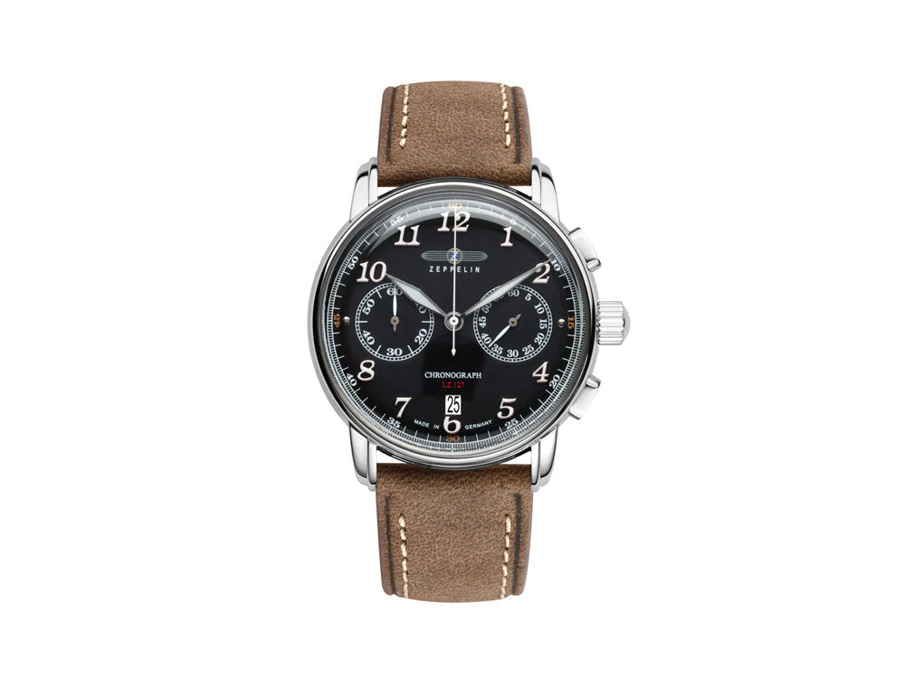 Zeppelin LZ 127 Graf Zeppelin Quartz Watch, Black, 42 mm, Chronograph, 8678-2