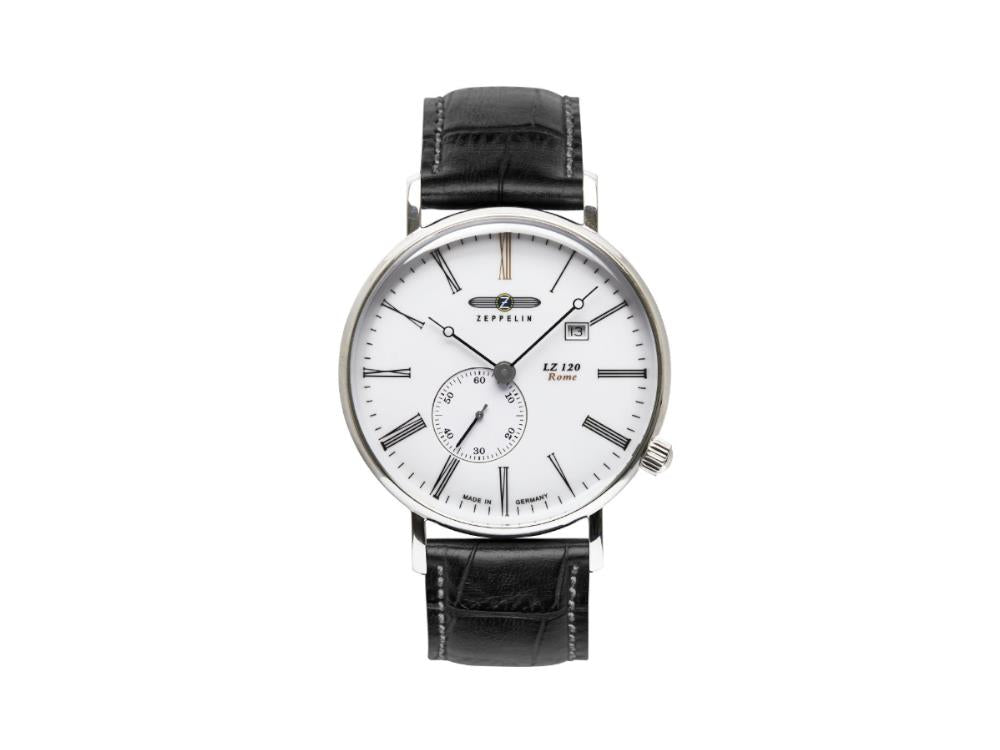 Zeppelin LZ120 Rome Quartz Watch, White, 41 mm, Day, 7134-1