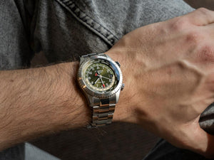 Alpina Startimer Pilot Quartz Worldtimer Watch, 41 mm, Green, Day, AL-255GR4S26B