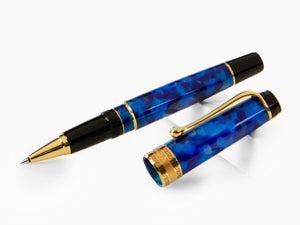 Aurora Optima Rollerball pen, Auroloide, Blue, Gold plated 975BA