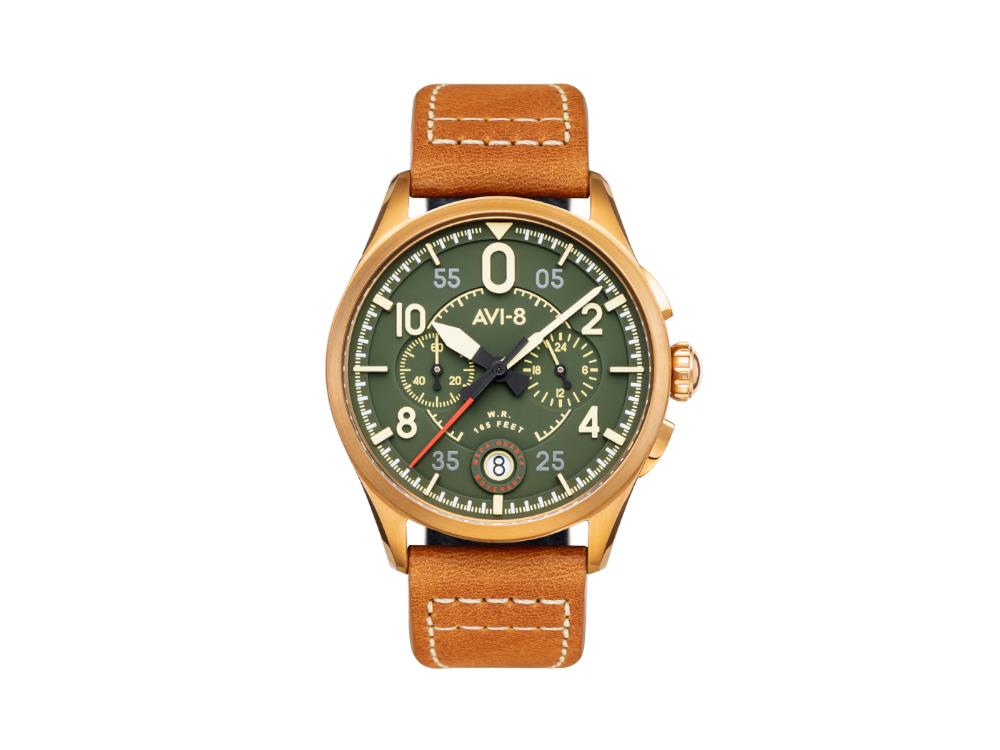 AVI-8 Spitfire Lock Chronograph Bronze Green Quartz Watch, 42 mm, AV-4089-02