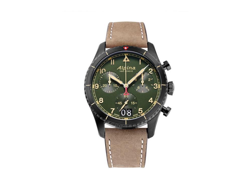 Alpina Startimer Quartz Watch, 41 mm, Green, Day, AL-372GR4FBS26