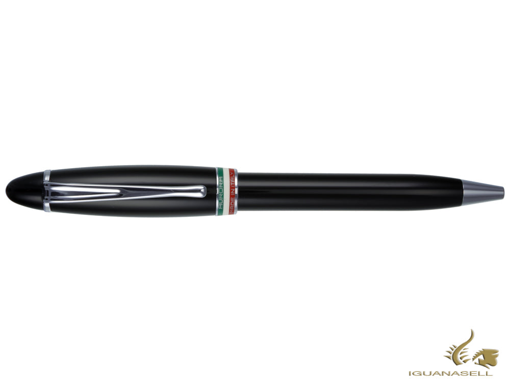Aurora Ipsilon Ballpoint Pen, Resin, Chrome Trim, Black, B37-N