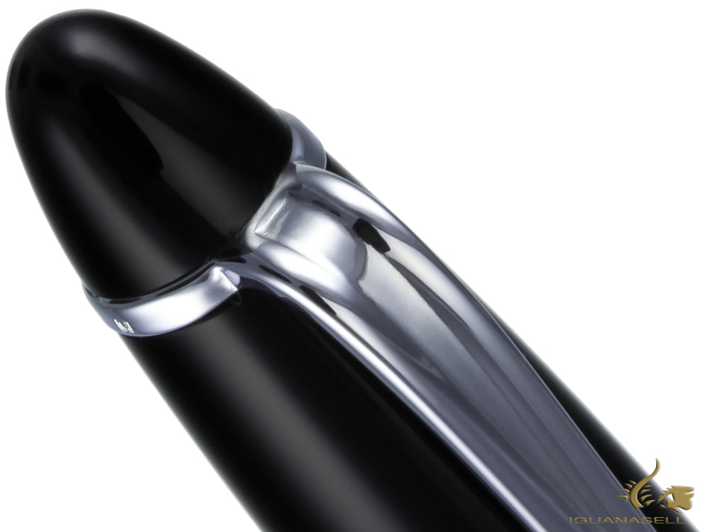 Aurora Ipsilon Ballpoint Pen, Resin, Chrome Trim, Black, B37-N