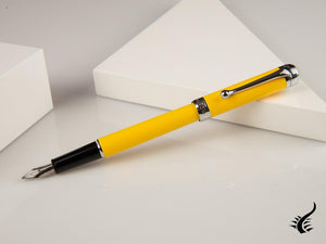 Aurora Talentum Young Fountain Pen, Resin, Chrome Trim, Yellow, D14Y
