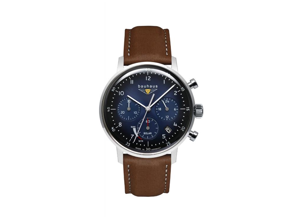 Bauhaus Solar Chronograph Quartz Watch, Blue, 41 mm, Day, 2086-3