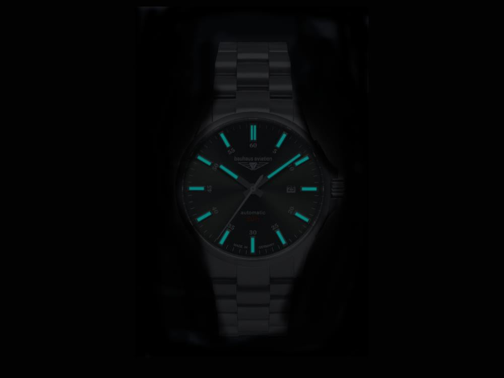 Bauhaus Aviation Automatic Watch, Titanium, Green, 42 mm, Miyota 8315, 2864M-4