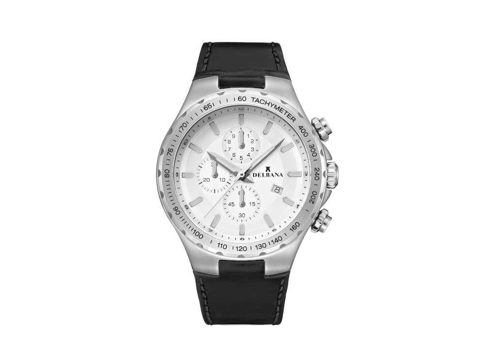 Delbana Sports Barcelona Quartz Watch, Silver, 44 mm, Leather, 41602.674.6.061