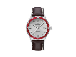 Delma Diver Cayman Automatic Watch, Silver, 42mm, Leather strap, 41601.706.6.066