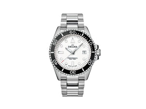 Delma Diver Commodore Quartz Watch, White, 43 mm, 20 atm, 41701.692.6.011
