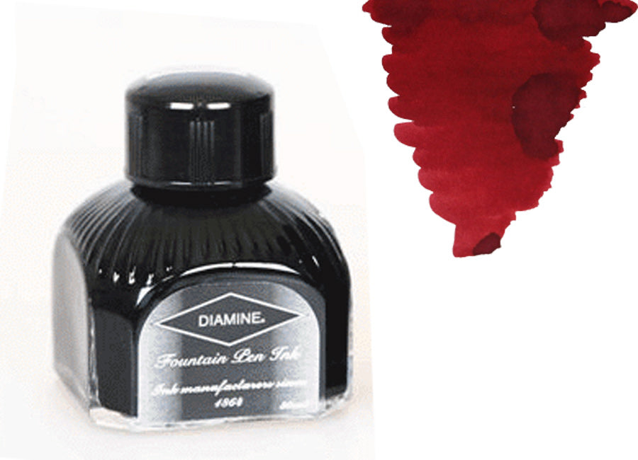 Diamine Ink Bottle, 80ml., Oxblood, Italyan crystal bottle